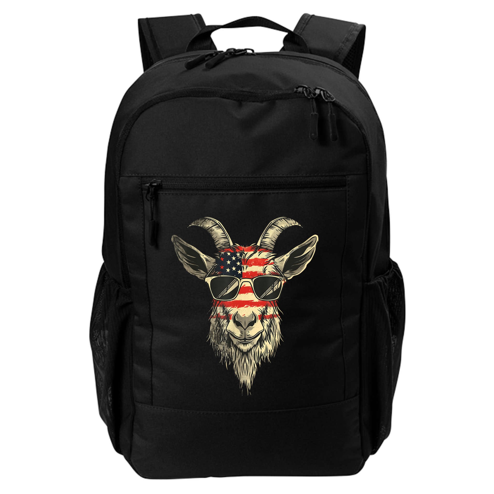 Cool Goat With Sunglasses And Usa Flag Backpack