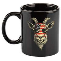 Cool Goat With Sunglasses And Usa Flag 11oz C Handle Ceramic Mug