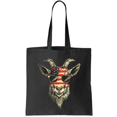 Cool Goat With Sunglasses And Usa Flag Bag