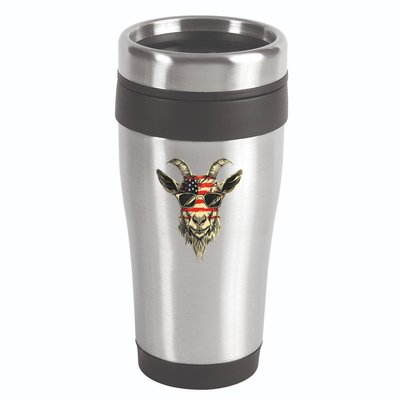 Cool Goat With Sunglasses And Usa Flag 16oz Travel Tumbler
