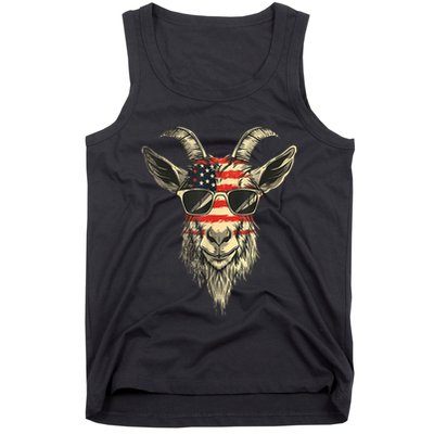Cool Goat With Sunglasses And Usa Flag Tank Top