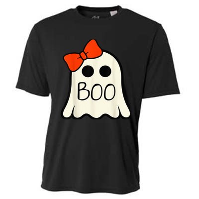 Cute Ghost with Bow Boo Halloween For Girls Kid Toddler Cooling Performance Crew T-Shirt