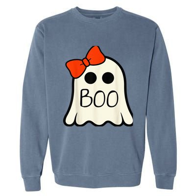 Cute Ghost with Bow Boo Halloween For Girls Kid Toddler Garment-Dyed Sweatshirt