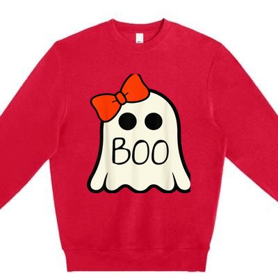 Cute Ghost with Bow Boo Halloween For Girls Kid Toddler Premium Crewneck Sweatshirt