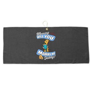 Cute Giraffe Wedding Offer Mommy Will You Marry My Daddy Gift Large Microfiber Waffle Golf Towel