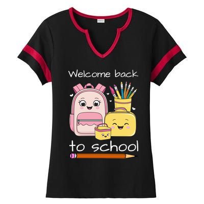 Cute Gift Welcome Back To School Ladies Halftime Notch Neck Tee