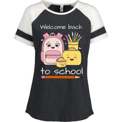 Cute Gift Welcome Back To School Enza Ladies Jersey Colorblock Tee