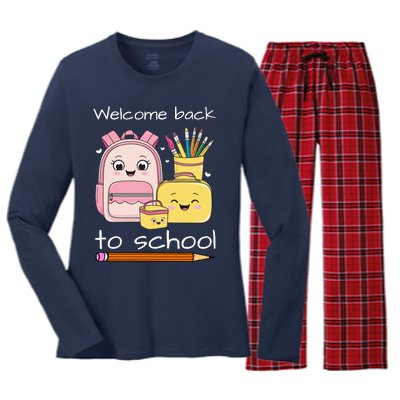 Cute Gift Welcome Back To School Women's Long Sleeve Flannel Pajama Set 