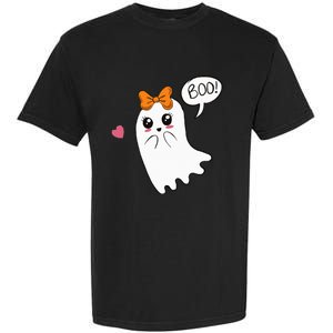 Cute Ghost with Bow Saying Boo Halloween Heart Garment-Dyed Heavyweight T-Shirt