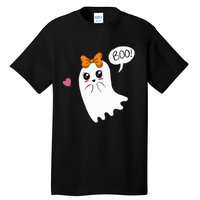 Cute Ghost with Bow Saying Boo Halloween Heart Tall T-Shirt