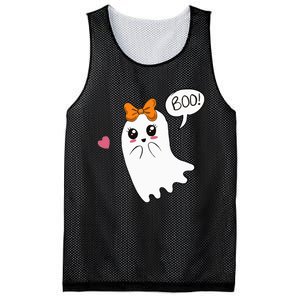 Cute Ghost with Bow Saying Boo Halloween Heart Mesh Reversible Basketball Jersey Tank