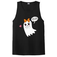 Cute Ghost with Bow Saying Boo Halloween Heart PosiCharge Competitor Tank