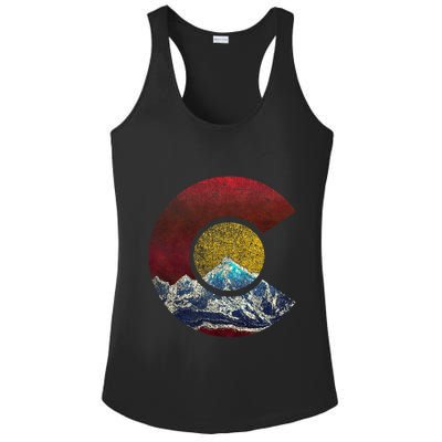 Colorado Gift With Flag Inspired Scenery Ladies PosiCharge Competitor Racerback Tank