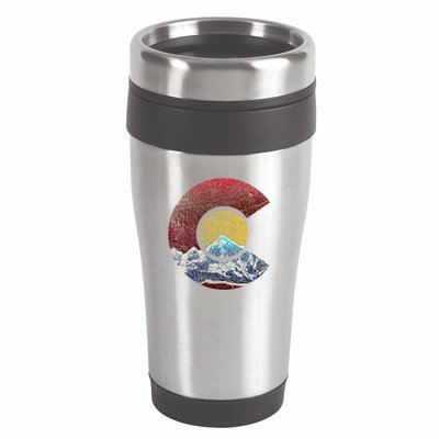 Colorado Gift With Flag Inspired Scenery 16oz Travel Tumbler