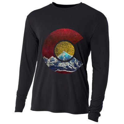 Colorado Gift With Flag Inspired Scenery Cooling Performance Long Sleeve Crew
