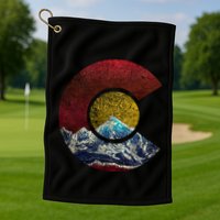 Colorado Gift With Flag Inspired Scenery Golf Towel