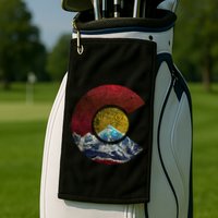 Colorado Gift With Flag Inspired Scenery Golf Towel