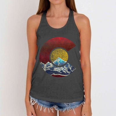 Colorado Gift With Flag Inspired Scenery Women's Knotted Racerback Tank