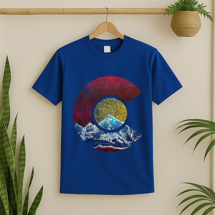 Colorado Gift With Flag Inspired Scenery T-Shirt