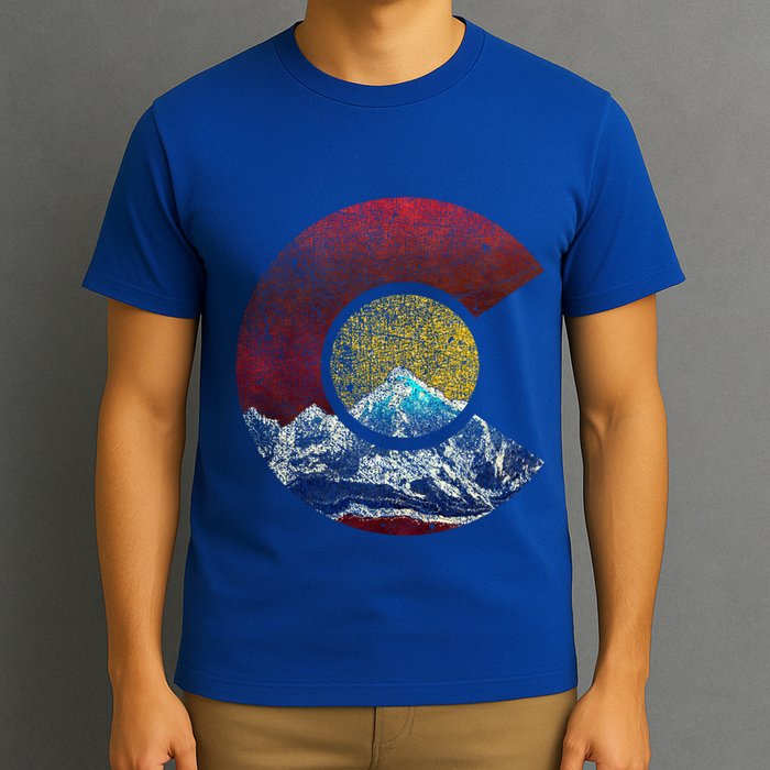 Colorado Gift With Flag Inspired Scenery T-Shirt