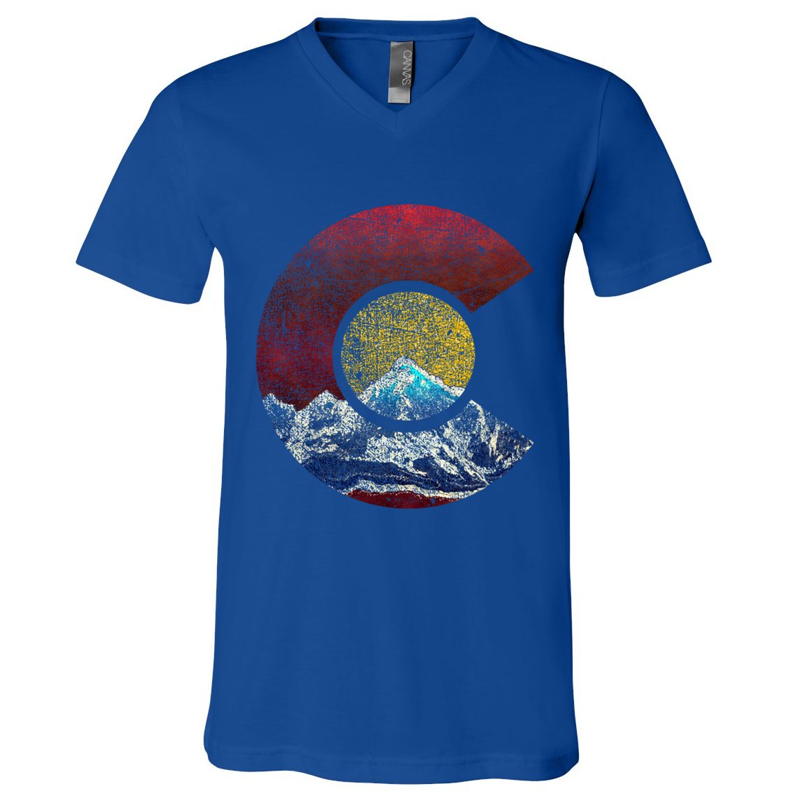 Colorado Gift With Flag Inspired Scenery V-Neck T-Shirt