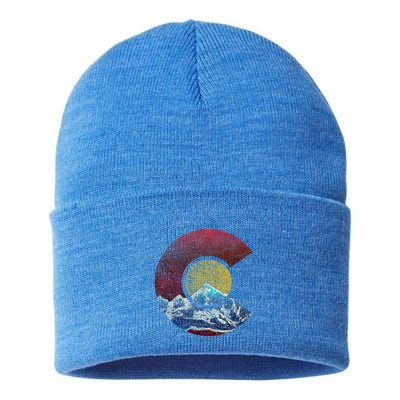 Colorado Gift With Flag Inspired Scenery Sustainable Knit Beanie