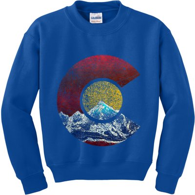 Colorado Gift With Flag Inspired Scenery Kids Sweatshirt