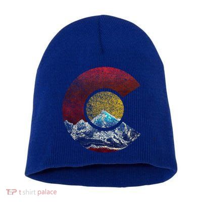 Colorado Gift With Flag Inspired Scenery Short Acrylic Beanie