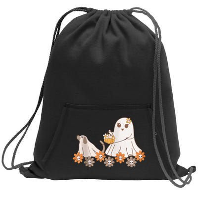 Cute Ghost Walking Dog Sweatshirt Cinch Pack Bag