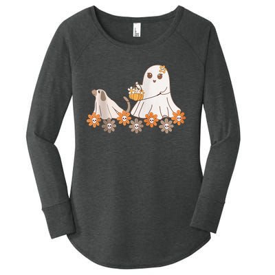 Cute Ghost Walking Dog Women's Perfect Tri Tunic Long Sleeve Shirt