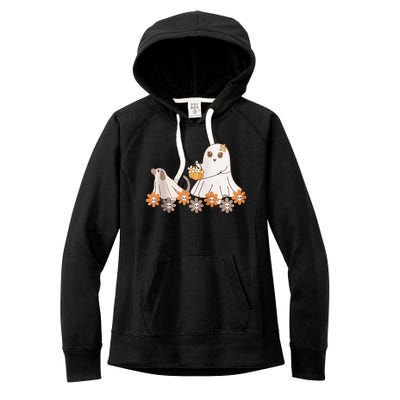 Cute Ghost Walking Dog Women's Fleece Hoodie