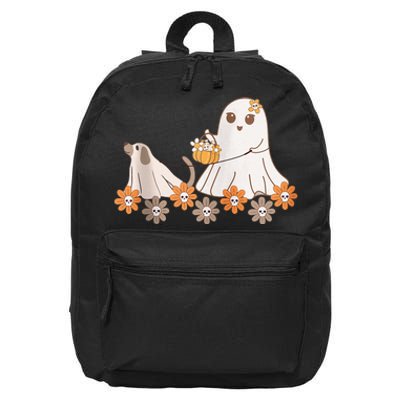 Cute Ghost Walking Dog 16 in Basic Backpack