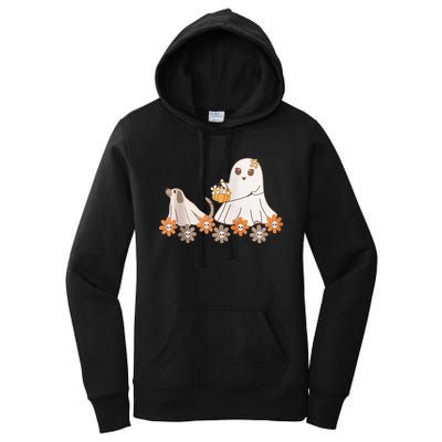 Cute Ghost Walking Dog Women's Pullover Hoodie