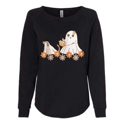 Cute Ghost Walking Dog Womens California Wash Sweatshirt