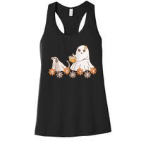 Cute Ghost Walking Dog Women's Racerback Tank