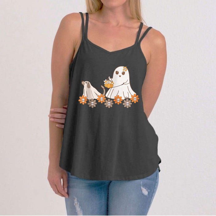 Cute Ghost Walking Dog Women's Strappy Tank