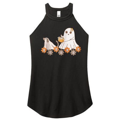 Cute Ghost Walking Dog Women's Perfect Tri Rocker Tank