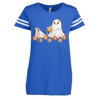 Cute Ghost Walking Dog Enza Ladies Jersey Football T-Shirt