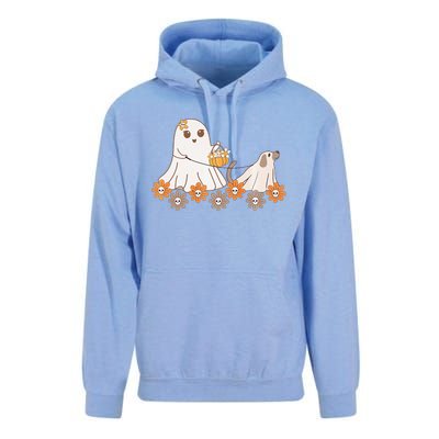 Cute Ghost Walking Dog Unisex Surf Hoodie