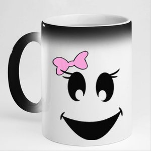 Cute Ghost With Bow Ghoul Face Halloween 11oz Black Color Changing Mug