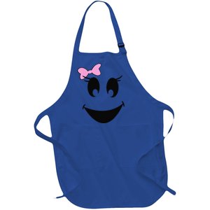 Cute Ghost With Bow Ghoul Face Halloween Full-Length Apron With Pockets