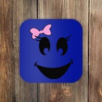 Cute Ghost With Bow Ghoul Face Halloween Coaster