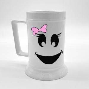 Cute Ghost With Bow Ghoul Face Halloween Beer Stein