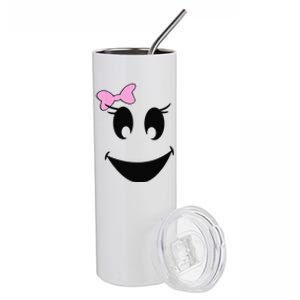 Cute Ghost With Bow Ghoul Face Halloween Stainless Steel Tumbler