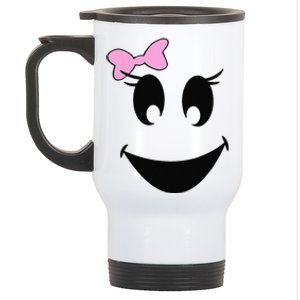 Cute Ghost With Bow Ghoul Face Halloween Stainless Steel Travel Mug