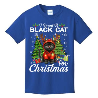 Cute Gifts Xmas Costume I Want A Black Cat For Christmas Kids T-Shirt