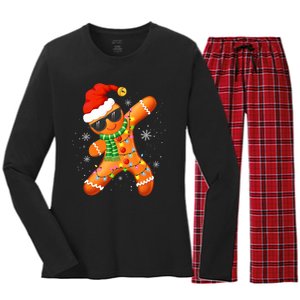 Christmas Gingerbread Xmas Lights Women's Long Sleeve Flannel Pajama Set 