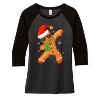 Christmas Gingerbread Xmas Lights Women's Tri-Blend 3/4-Sleeve Raglan Shirt