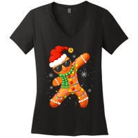 Christmas Gingerbread Xmas Lights Women's V-Neck T-Shirt