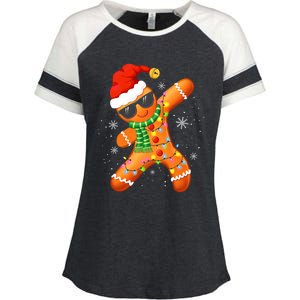 Christmas Gingerbread Xmas Lights Enza Ladies Jersey Colorblock Tee